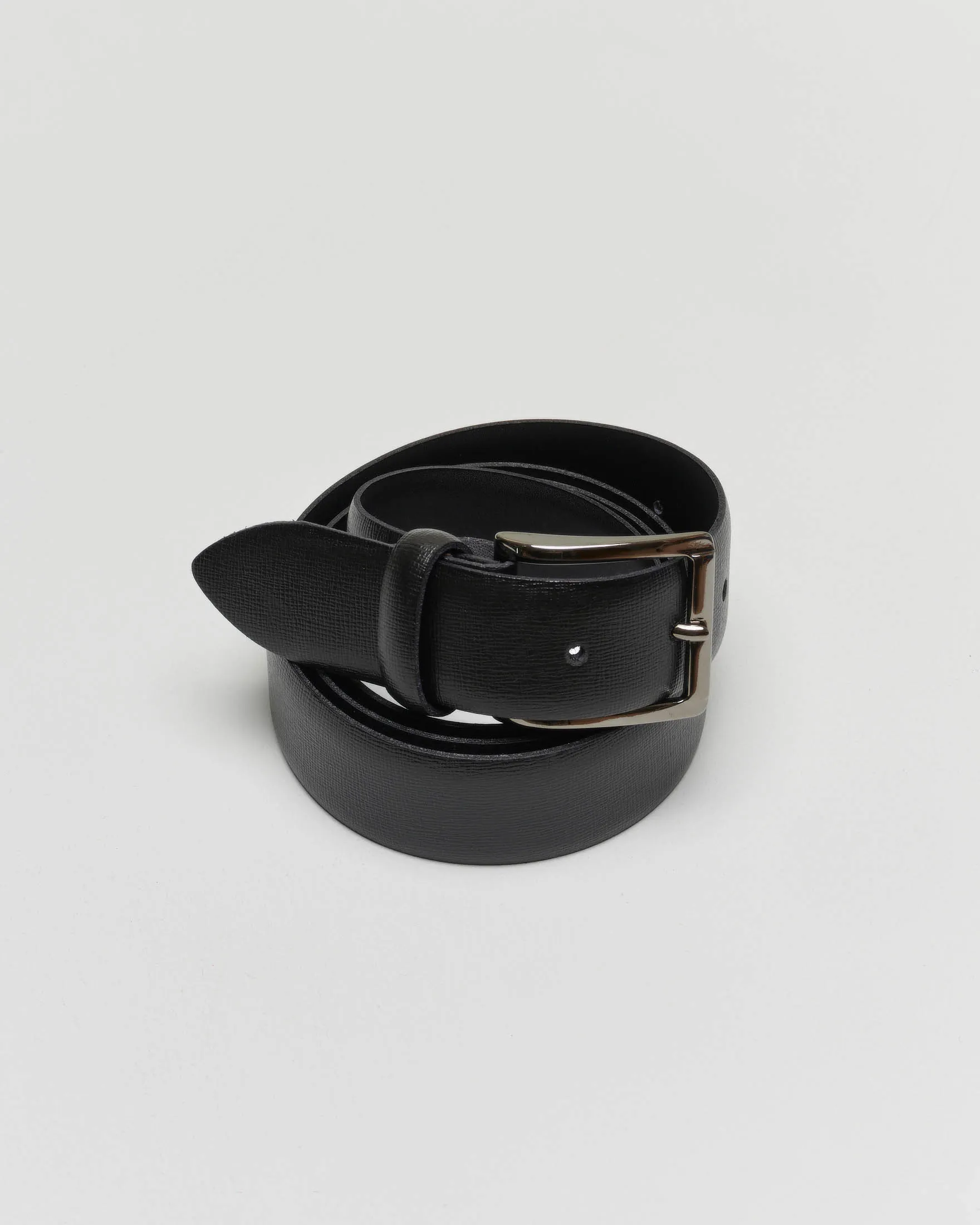 Cintura nera in pelle saffiano