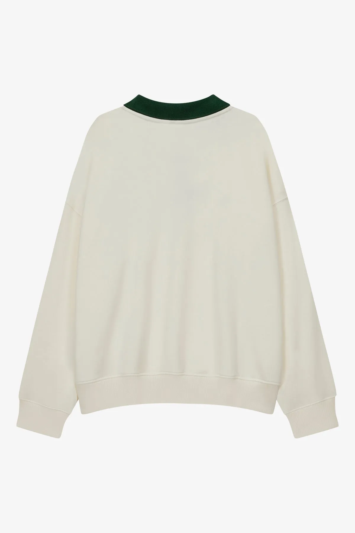 Felpa a polo VOGUE Retro Sports crema con colletto a contrasto verde-