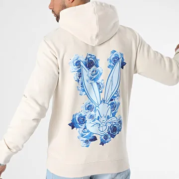 Felpa con cappuccio Bugs Bunny Blue Flowers Beige