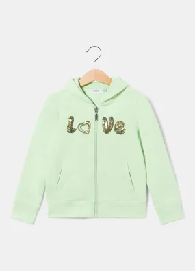Felpa full zip con cappuccio bambina