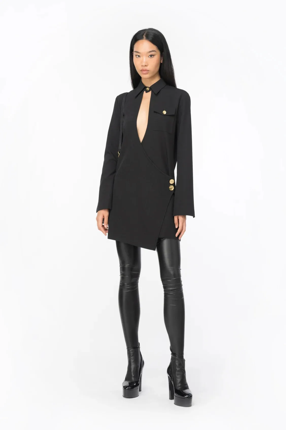 Fluid Mini Dress with Cross / Black