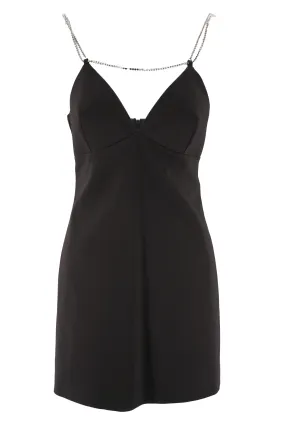 Short Dress with V-Neck / Black