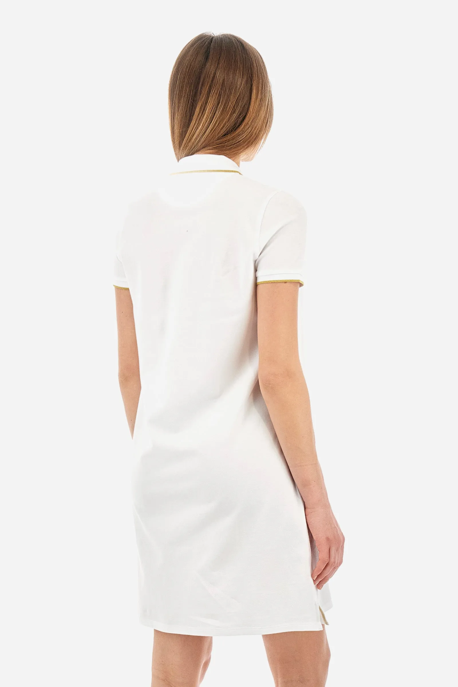 Short-sleeved regular-fit dress in elasticated cotton - Yashila